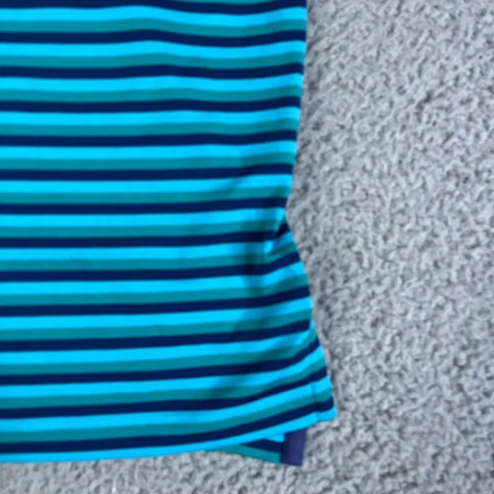 GREYSON Golf Polo XL Blue Green Black Stripe Performance B on Sleeve Wolf Logo - Picture 4 of 11
